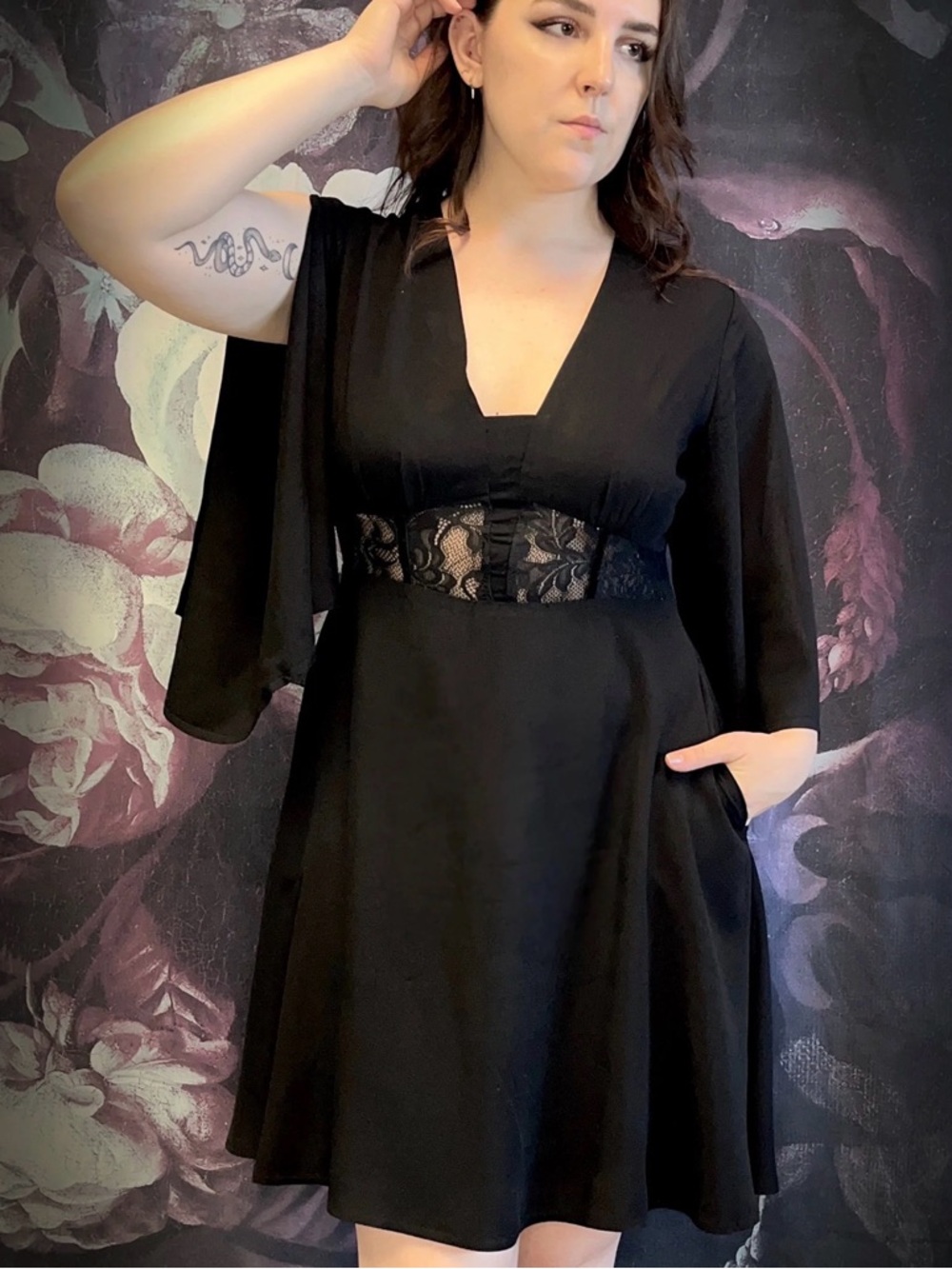 Jack Attackk Clothing 3XL Lace-Waist A-Line Slit Sleeve Mini Dress 24/26 NEW